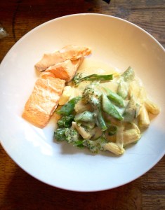 Salmon and green curry veg